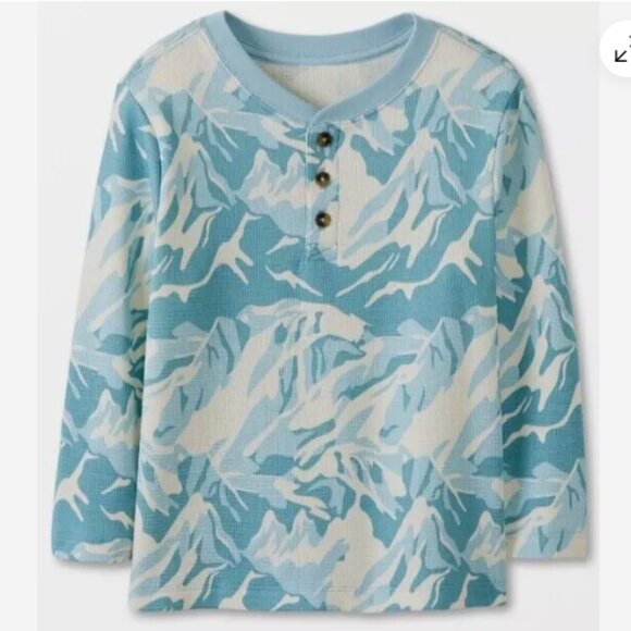 Hanna Andersson Peak Point Print Waffle-knit Henley - Picture 1 of 3